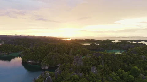 Breathtaking Remote Beach and Isolated Coastline Togian Islands Aerial Stock-Footage 337795309