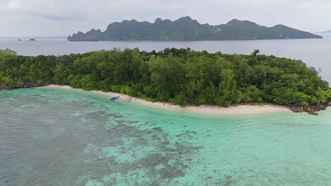 Breathtaking Remote Beach and Isolated Coastline Misool Aerial View Stock Footage 337958485