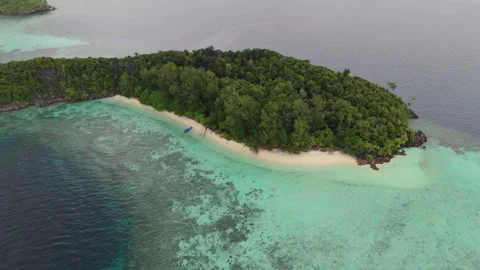 Breathtaking Remote Beach and Isolated Coastline Misool Aerial View Stock-Footage 337958488