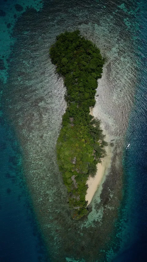 Breathtaking Remote Beach and Isolated Cliffs Togian Islands Aerial Vídeos de archivo 338166757