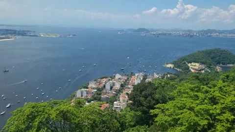 Breathtaking Rio de Janeiro panorama from Sugarloaf Mountain overlooking Stock Footage 346493763