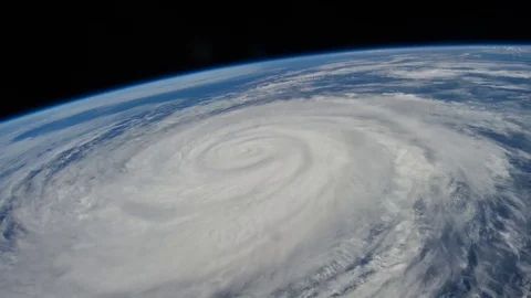 Breathtaking satellite view of a large hurricane / typhoon Stock Footage 76284839