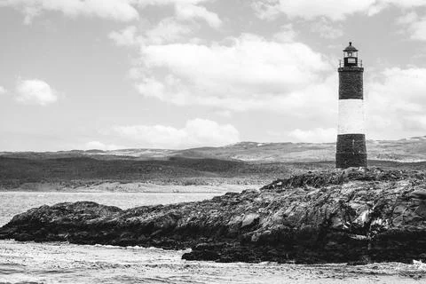 Breathtaking scenery featuring Les Eclaireurs lighthouse with copy space Stock Photos