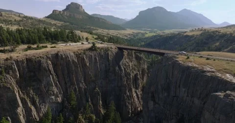 Breathtaking Scenic View of Beartooth Highway's Sunlight Bridge in Montana Stock Footage 316374195
