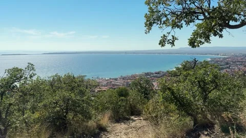 Breathtaking Serene Coastal View from an Elevated Lookout Point Stock Footage 304969792