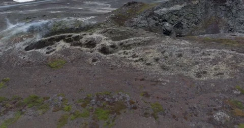 A breathtaking shot captures an unidentified volcano near Myvatn at Stock Footage 284060640