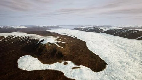 A breathtaking snow-covered mountain range seen from above Ilustração Stock
