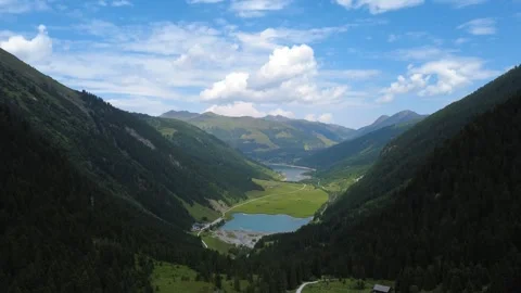 Breathtaking Summer Drone Shot of a Verdant Valley and Lakes in the Austria.. Stock Footage 330481913