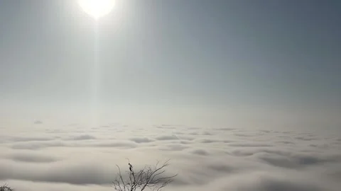 Breathtaking Sunlit Sea of Clouds from Mount Hua Peak, Shaanxi, China 스톡 동영상 337379231
