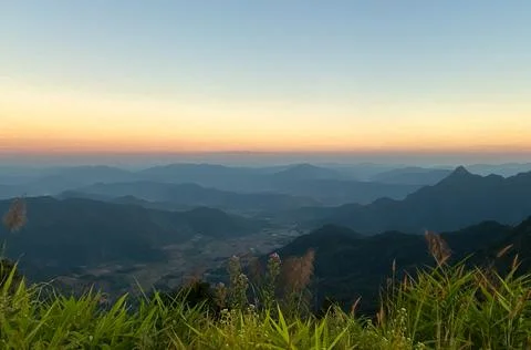 Breathtaking Sunrise Over Mountain Range. Stock Photos