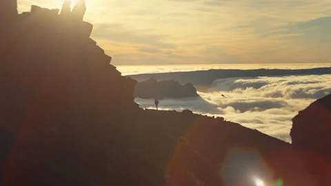 Breathtaking sunrise over pico do arieiro in madeira island, portugal Stock Footage 321533229
