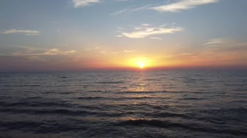 Breathtaking sunset, 4K drone video in Golem, Albánia Stock Footage 219729650