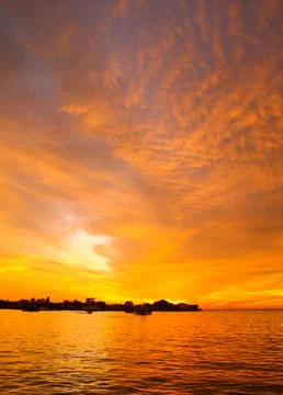 Breathtaking sunset and dramatic sky Stock Photos