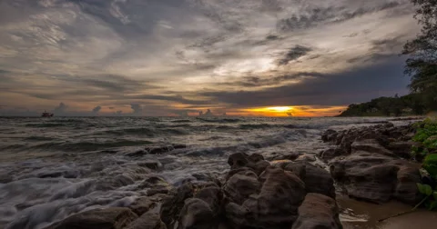 Breathtaking sunset at the beach Stock Footage 51139296