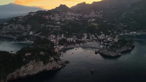 Breathtaking Sunset Over Mazzaro Beach, Taormina: A Scenic and Serene Escape 스톡 동영상 331144264