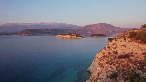 Breathtaking sunset view over the island landscape in Greece Stock Footage 287005866