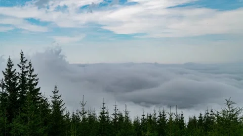 Breathtaking Tatra Mountains Timelapse with Forest and Fog Stock Footage 280441894