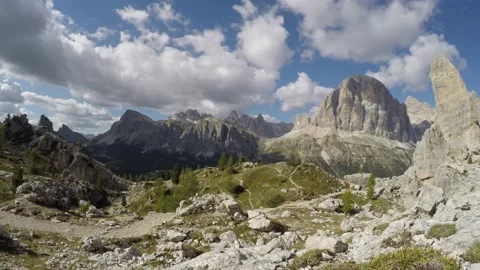 Breathtaking time lapse of Cinque Torri and Tofana di Rozes In Italian Alps Stock Footage 141022736