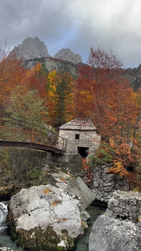 Breathtaking timelapse of the historic Old Mill  Valbona Valley Stock Footage 328246100
