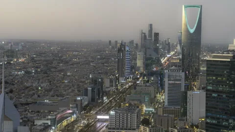 Breathtaking timelapse of the skyline of Riyadh, Saudi Arabia Stock Footage 313829924