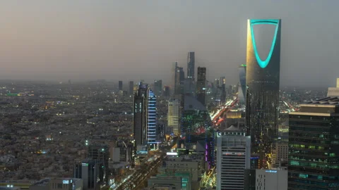 Breathtaking timelapse from the top of Faisaliah Tower, Saudi Arabia Stock Footage 314889389