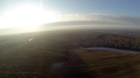 Breathtaking top view on forest and field Stock Footage 67514425