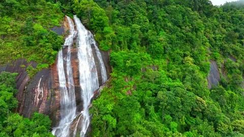 Breathtaking tropical forest waterfall. Stock Footage 250143256