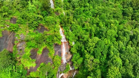 Breathtaking tropical forest waterfall. Stock Footage 250145461