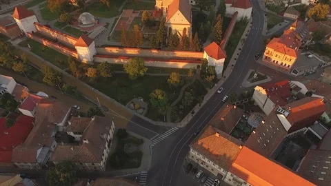Breathtaking view above city of Targu Mures, Romania Stock Footage