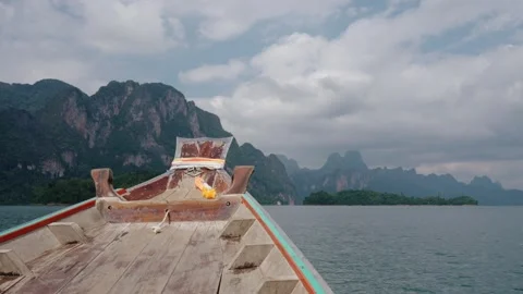Breathtaking View From Boat Of Cheow Lan Lake And Khao Sok National Park In Stock Footage 303574647