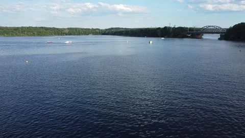 Breathtaking view of boats on river Stock Footage 201147654