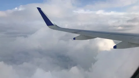 Breathtaking view of clouds scene from aeroplane window Stock Footage 157791050