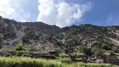 Breathtaking View Expansive Cornfields and Old Stone Houses Leading to a Maj Stock Footage 288464221