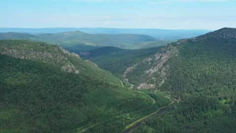 Breathtaking view of Inzer river flowing through the Ural mountains Vídeos de archivo 307514843