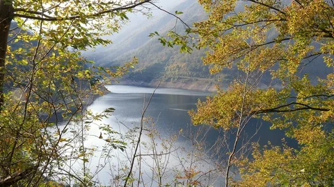 Breathtaking view to a lake in the mountains Stock Footage 97983504