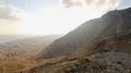 Breathtaking view from mountain to settlement on shore of Aegean Sea, Santorini HD Footage