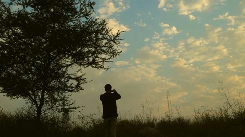 Breathtaking view of the moving clouds captured by tourist on phone camera Stock Footage 69194056