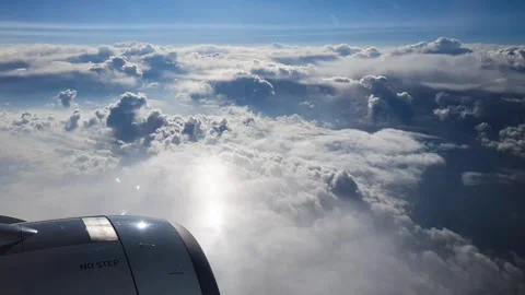 Breathtaking view from plane's illuminator during morning flight. Stock Footage 274889759