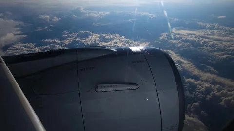 Breathtaking view from plane's illuminator during morning flight. Stock Footage 274889821