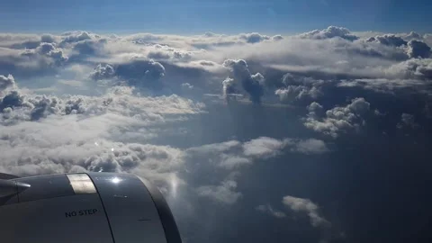 Breathtaking view from plane's illuminator during morning flight. Stock Footage 274889867