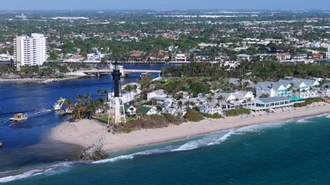 Breathtaking view of Pompano Beach showcasing beautiful coastline blue ocean Stock Footage 274425583