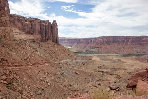 Breathtaking view of the red rock formations and canyon landscape under a p.. Stock Photos