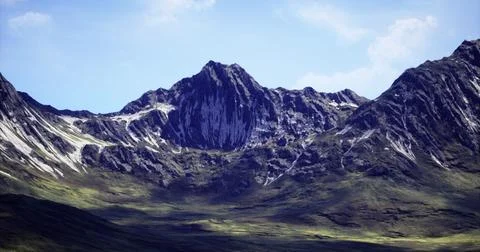 Breathtaking view of rugged mountains under a clear blue sky Stock Illustration