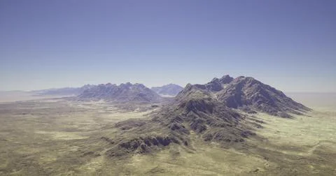 Breathtaking view of rugged mountains under a clear sky in arid landscape Stock Illustration