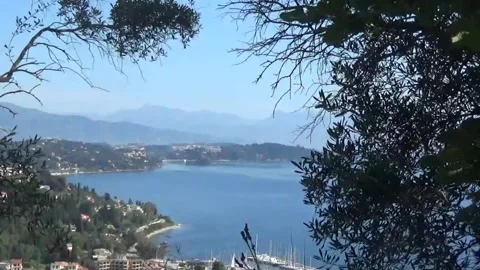 Breathtaking view of the sea from a high mountain Stock Footage 309796269