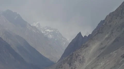 A breathtaking view of snow-capped peaks in the Karakoram Range, Pakistan Stock Footage 317956818