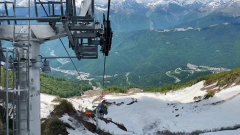 Breathtaking view of snowy ridges and valleys from ski lift Stock Footage 277442807