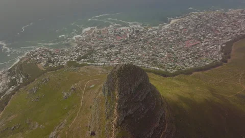 Breathtaking view from Table Mountain in Cape Town, South Africa overlooking the Stock Footage 288148602