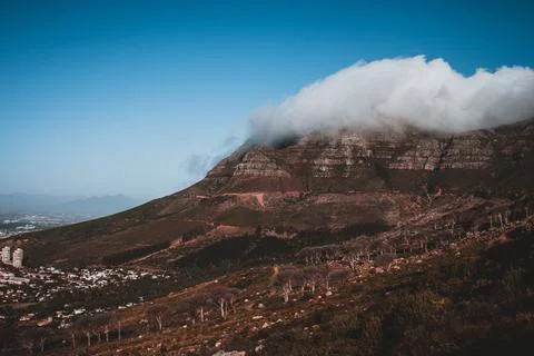 Breathtaking View of Table Mountain's Cloud-Capped Peak Stock Photos