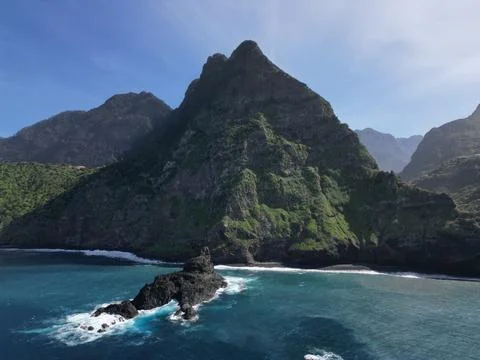 Breathtaking view of towering cliffs and ocean in Madeira, Portugal Stock Photos